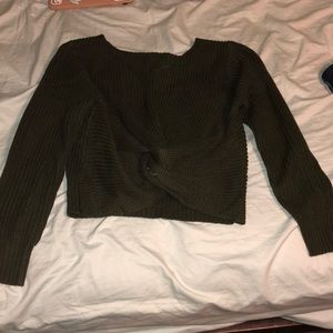 Olive green knotted sweater